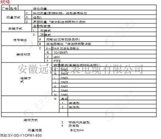 光電液位計(jì)規(guī)格型號(hào)